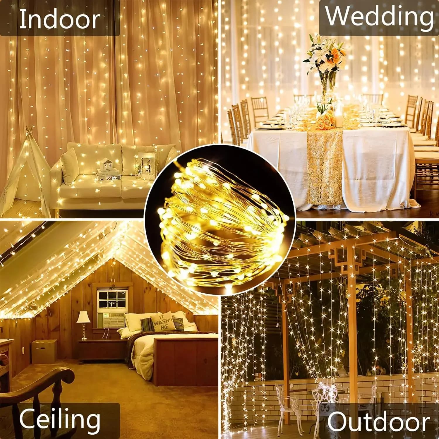 3x2M външни соларни копринени гирлянди с висулки