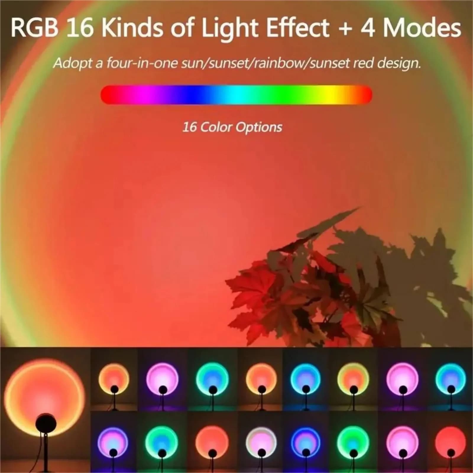 USB LED нощна лампа залез, атмосфера с дъга с дистанционно управление