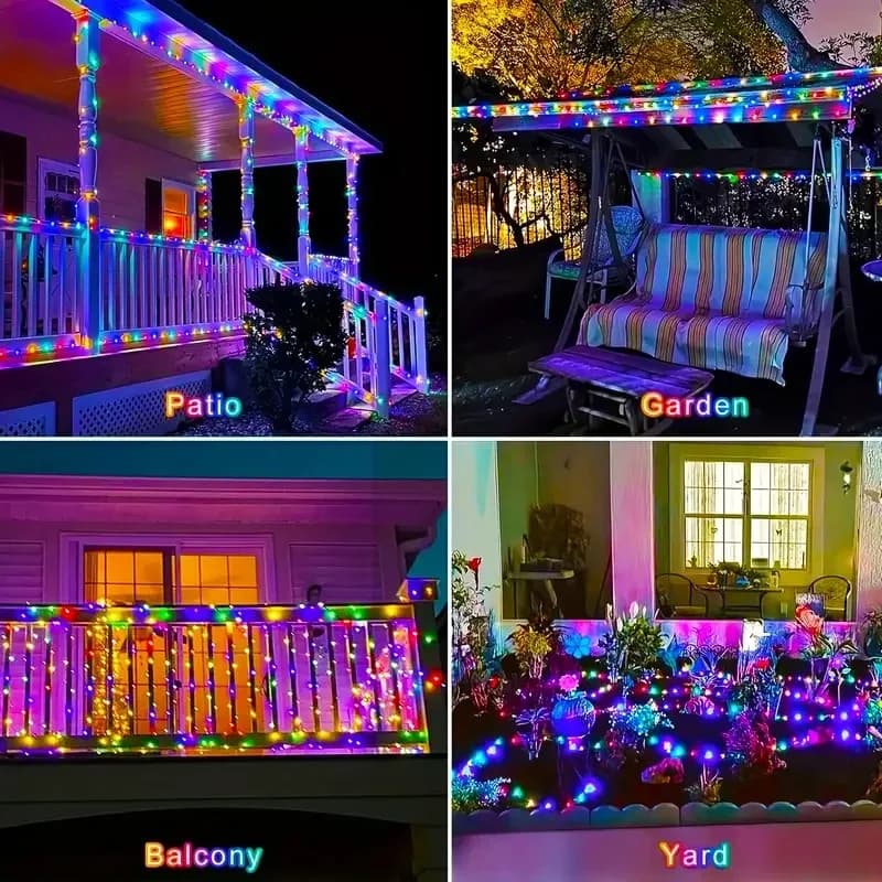 Външни соларни RGB гирлянди, водоустойчиви