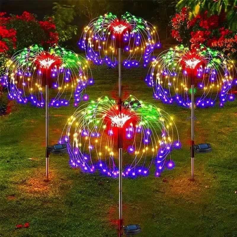 Соларни LED градински светлини с формата на огнено колело