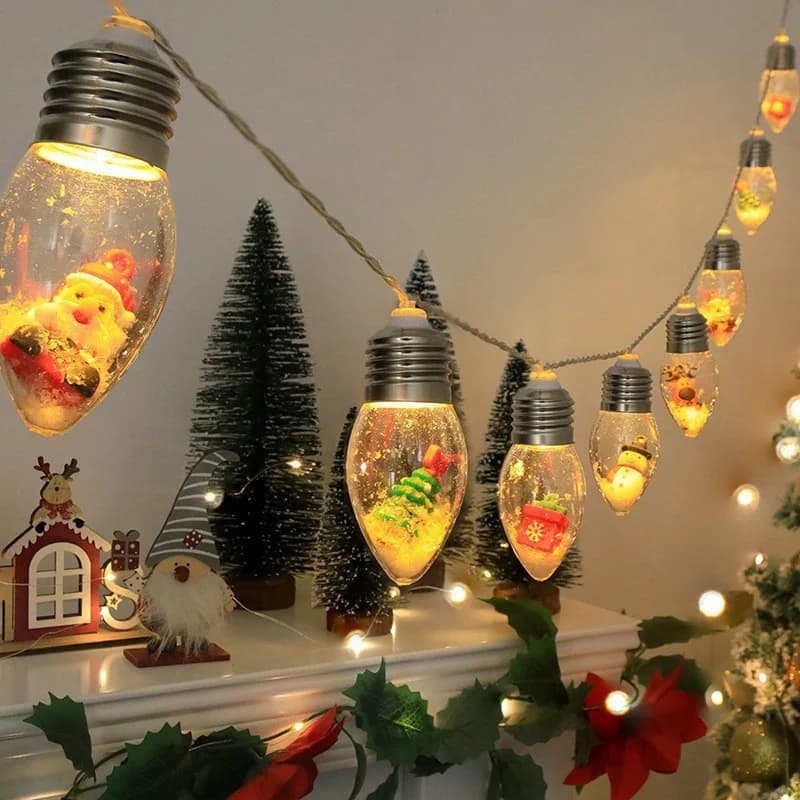 Топли бели LED коледни лампи на гирлянд, захранвани с батерии