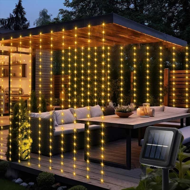 300 LED слънчеви завеси от гирлянд, водоустойчиви