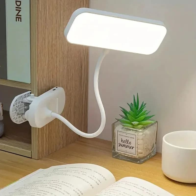 Зареждаема чрез USB LED настолна лампа с клипс, регулираща се яркост