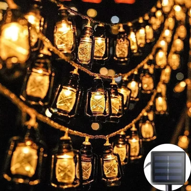 Соларни топли бели LED гирлянди за градина
