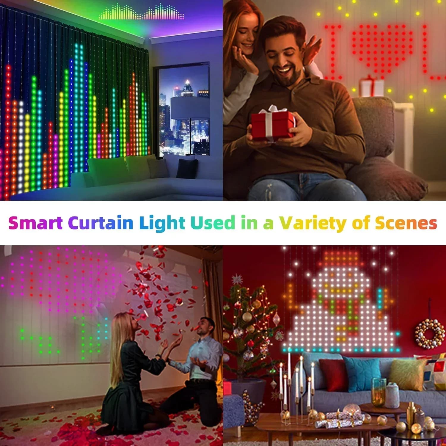 800 LED RGB умни завеси с управление чрез приложение