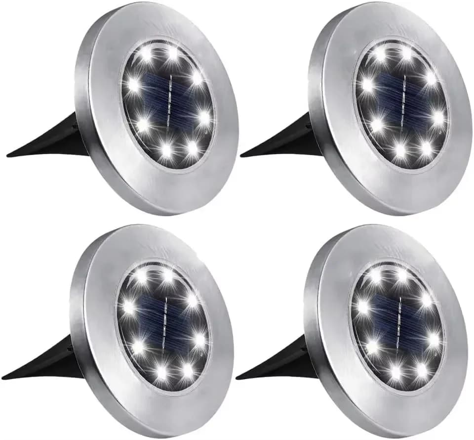 Комплект от 4 бр. соларни LED дискови светлини, 8 LED
